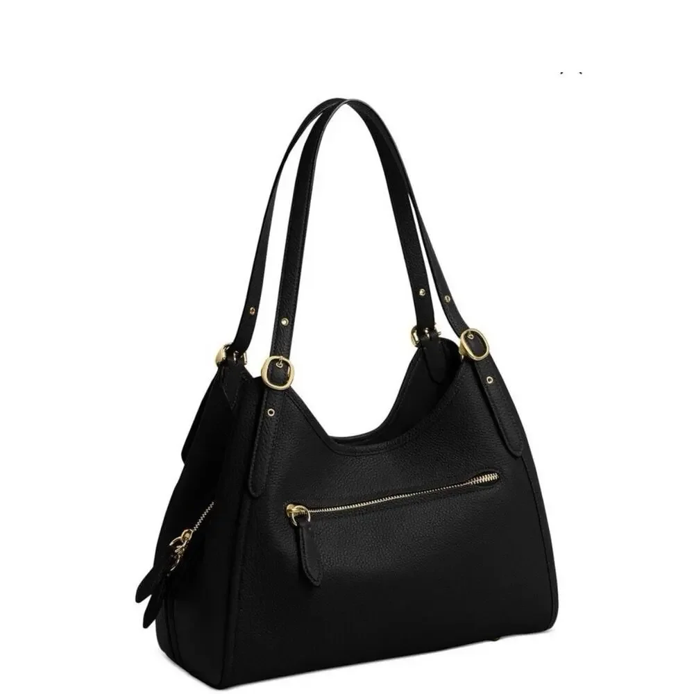 NWT Coach Bella Medium Leather Shoulder Bag In Black /Brass CR979